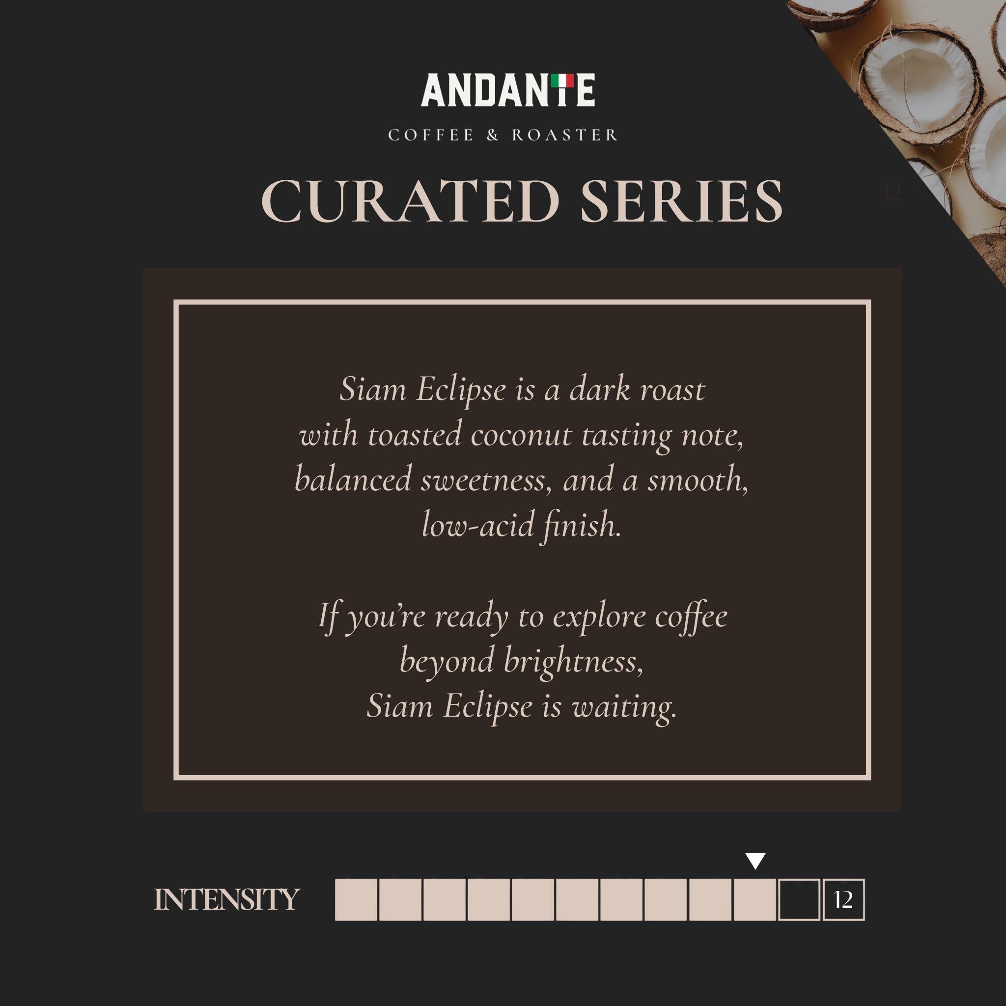 เมล็ดกาแฟ Siam Eclipse เบลนด์จาก Curated Series คั่วเข้ม แบบถุงเติม